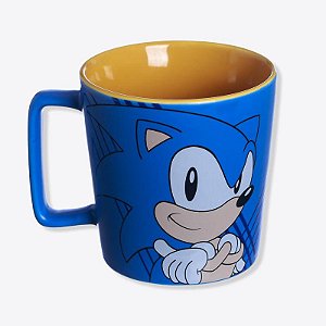 Caneca Sonic Speed Buck 400ml Azul Cerâmica Menino