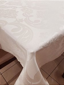 toalha de mesa retangular tecido jacquard branco 1,40x2,00