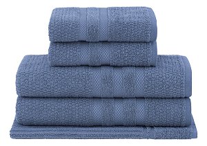 Jogo Toalha De Banho 5 Peças 100% Algodão Vanilla Extra Soft Azul Buddemeyer
