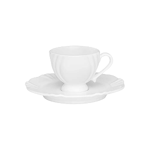 Conjunto 6 Xícaras Para Café Com Pires Em Porcelana Branca