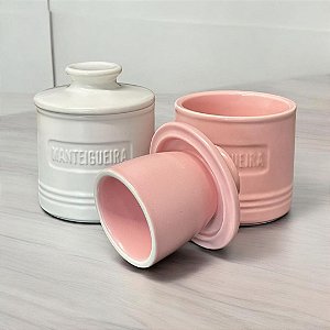 Manteigueira Francesa em Cerâmica Rosé- Wolff