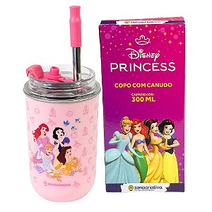 Copo Inox Canudo e Tampa 300ML PRINCESAS DISNEY