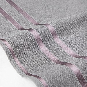 Kit 2 Toalhas de Banho e 2 Toalhas de Rosto Cinza e Rosa 100% algodão