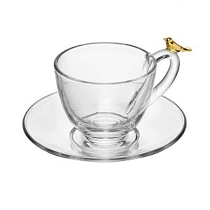 Cj 4 Xícaras P/Café C/Pires de Vidro Wolff
