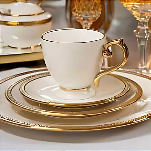 6 Xícaras Para Chá Com Pires Em Porcelana