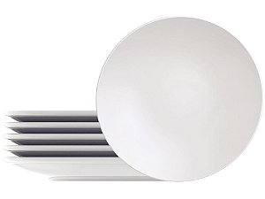 Jogo de Pratos Redondo de Porcelana Branco Sobremesa