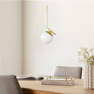 Luminária de teto Pendente Inclinado 1 Globo D10 de vidro Leitoso