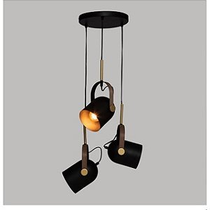 Luminária de teto Pendente Quila 3 Lâmpadas com Spots direcionáveis industrial