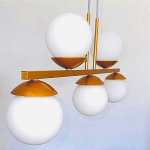 Luminária de Teto Pendente Tugson 5 Globos para sala cozinha e comercio