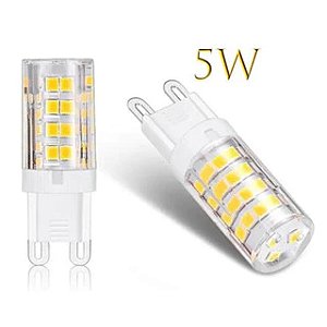 KIT 5 Lâmpadas Led G9 Halopin para luminárias globos de vidro Branco Quente 3000k 220v/110v