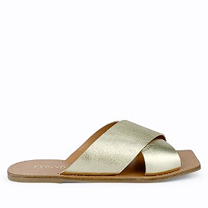 Rasteira Ouro Light Metalizado em X