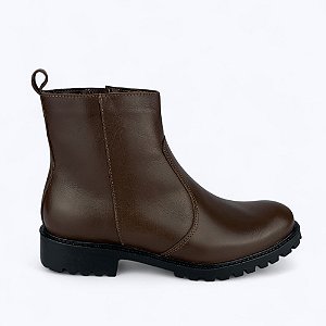 Bota Coturno Marrom Couro Cano Médio Sola Tratorada