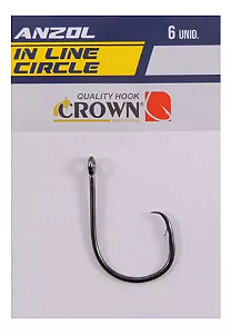 Anzol In Line Circle Black Cartela C/ 6 - Crown