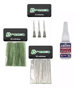 Kit Reparação Anteninhas e Manhosinhos - JR Pesca (Agulha Cola/ Cola/ Linhas)