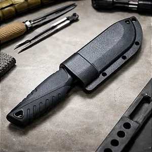 Faca Tática De Bolso Preto Com Bainha Xv3691 - Xingu