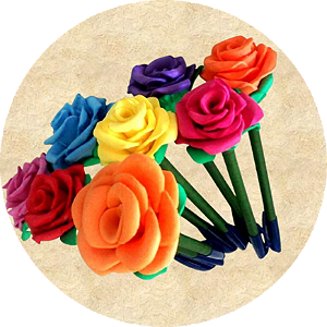 Caneta com rosa em EVA