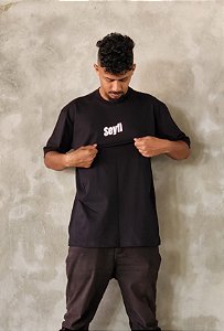 Camiseta Oversized Estampa LOGO 2 - Preto