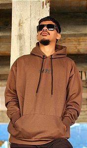 Moletom Canguru 2 Cabos estampa STORIES - Marrom