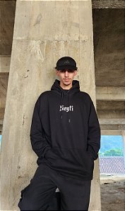 Moletom Canguru 2 Cabos estampa LOGO 1 - Preto.