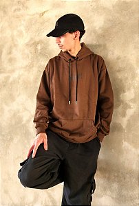 Moletom Canguru 2 Cabos estampa LOGO 1 - Marrom.