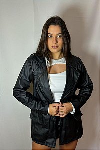Blazer Couro Fake Preto Eco