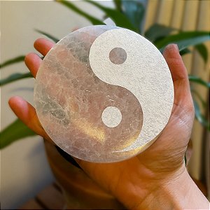 Placa de Selenita Yin Yang M - Limpeza Energética e Equilíbrio