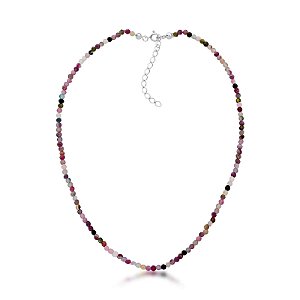 Choker Esferas Turmalina Melancia Prata 925 - Amizade e Bem-estar