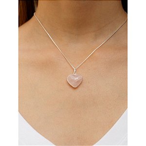 Pingente Mini Coração Quarto Rosa Prata 925 - Amor e Relacionamentos