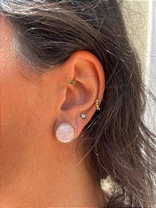 Brinco Dourado Quartzo Rosa - Amor e Relacionamentos