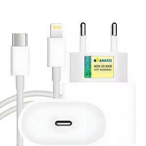 Carregador Turbo 25W Ultra Rápido para iPhone - Compatível com iPhone X, XR, SE, 11, 12, 13, 14 - Cabo USB-C
