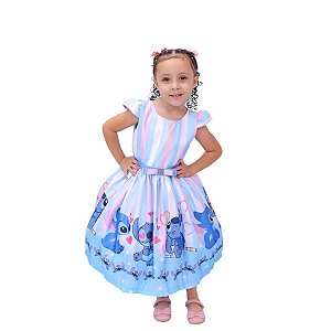 Vestido Lilo e Stich Listrado  Temático