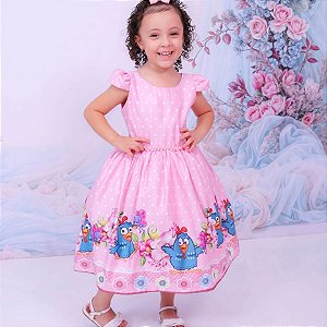 Vestido Galinha Pintadinha Rosa Festa Infantil