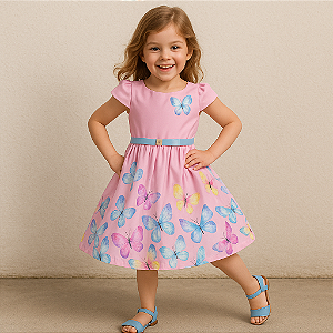 Vestido Jardim Borboletas Candy Collors