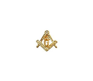 Pin Esquadro e Compasso Vazado Pequeno Dourado