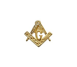 Pin Esquadro e Compasso Vazado Grande Dourado