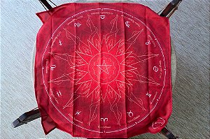 Toalha Cósmica Vermelha Witcharts Para Jogo De Tarot
