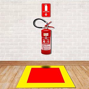 Tapete de Demarcação Extintor de Incêndio 100x100cm