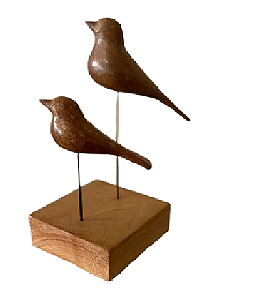 CASAL DE PASSARO EM MADEIRA