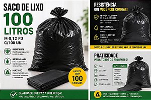 Saco de Lixo 100 Litros M 0,12 Fd C/100 Un