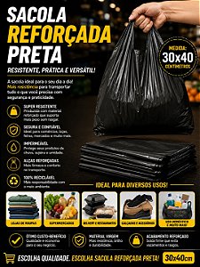 Sacola Reforçada Preta 30x40 Fd 5 Kg