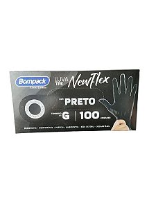 Luva Vinil Bompack S/ Pó Preta (g) C/100