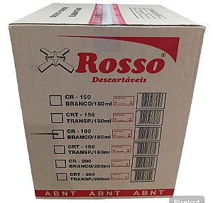 Copo Descartavel Branco Rosso 180ml Cx 25fd C/100