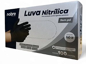 Luva Nitrilica S/ Pó Preta Nobre Cx C/ 100 ( M )