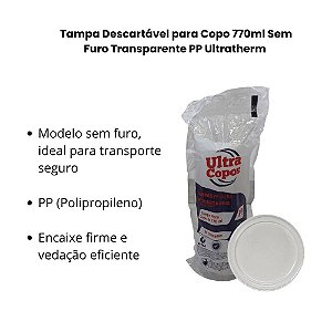 Tampa P/ Copos Ultra 770 Ml C/ 50 Un