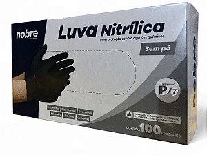 Luva Nitrilica S/ Pó Preta Nobre Cx C/ 100 ( P )