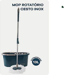 Conjunto Mop Rotatorio (balde 13l C/cesto Inox e