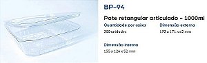 Pote Retangular Cristal 1000ml Bp-94 Cx C