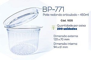 POTE 450 ML REDONDO CRISTAL BP-771    CX C/200