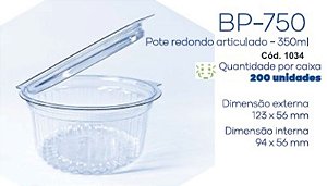 POTE 350ML REDONDO CRISTAL BP 750 C/200