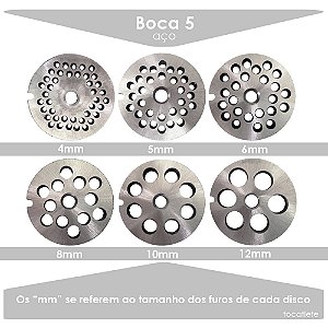 Disco Aço carbono Para Moedor De Carne Boca 5 - de 4mm A 12mm